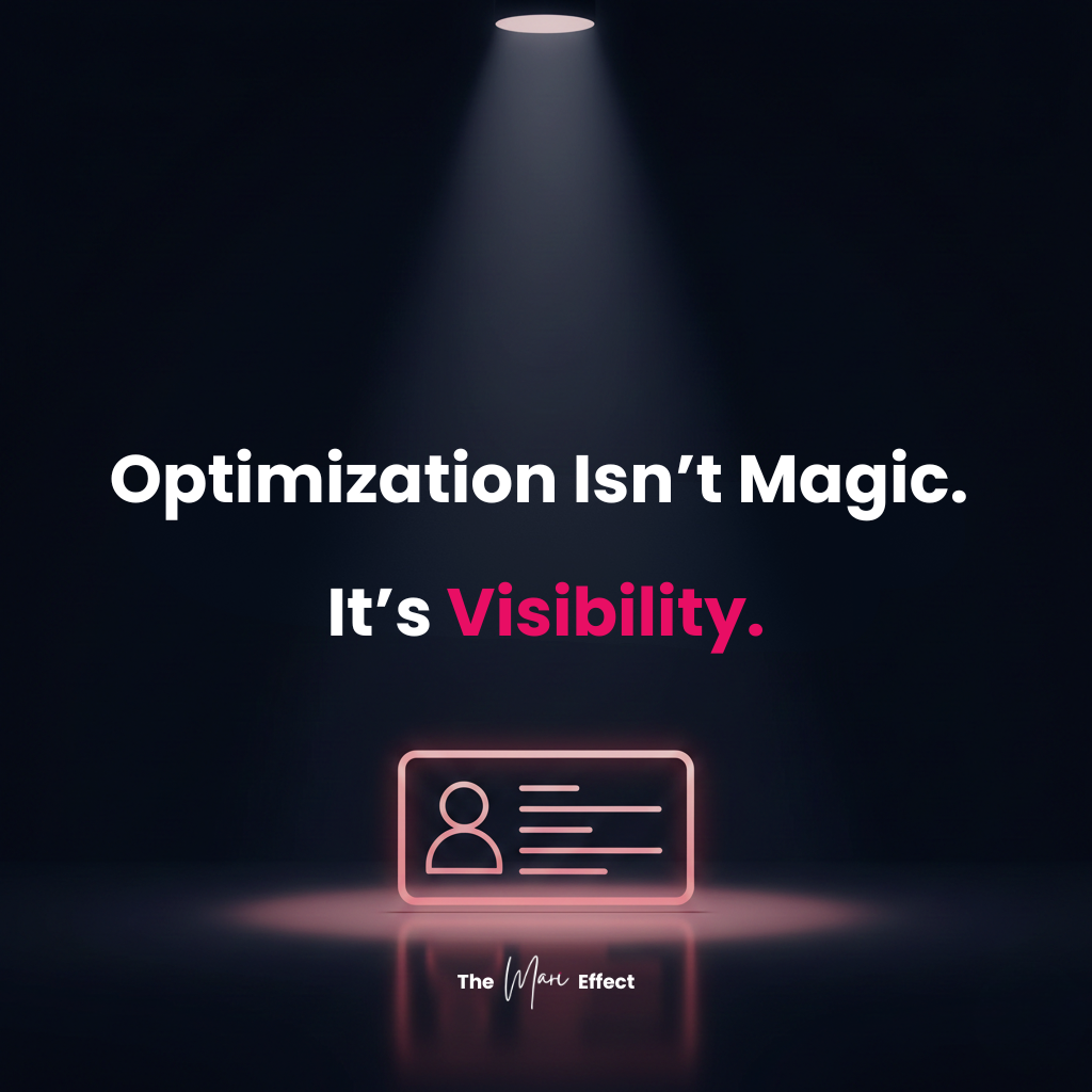 Feature image about Upwork profile optimization showing the message 'Optimization Isn’t Magic. It’s Visibility.' highlighting freelance positioning strategy.