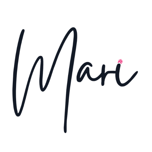 Mari signature logo with flower accent