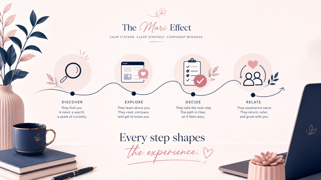 Customer journey stages connecting marketing, conversion, and customer experience